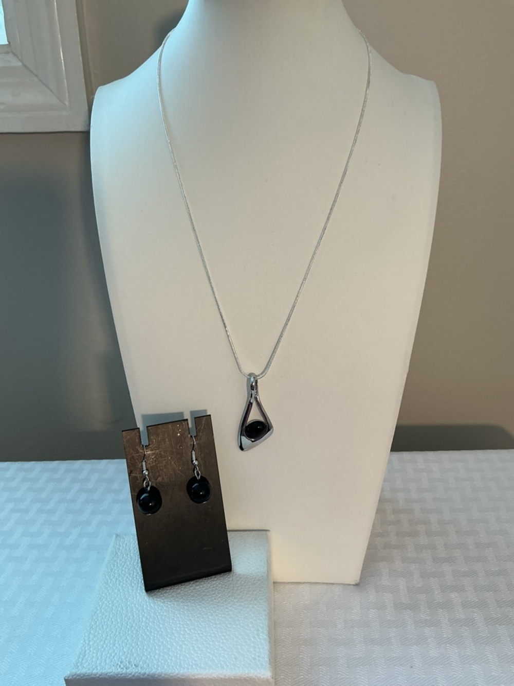 Lia Sophia Silver Tone Pendant and Sterling Silver Necklace and Earrings Set